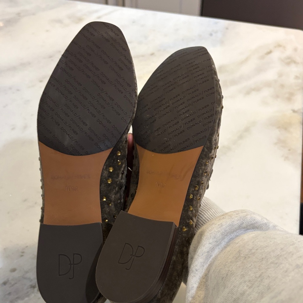 Donald J. Pliner Brown Velvet Studded Loafers - Picture 5 of 6